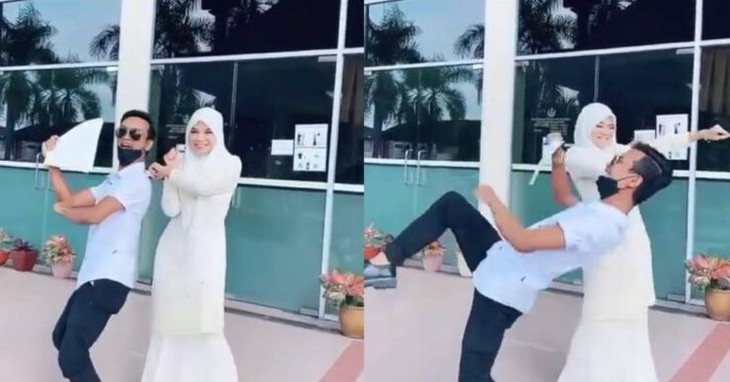 Cặp đôi nhảy múa tưng bừng sau khi ký giấy ly hôn