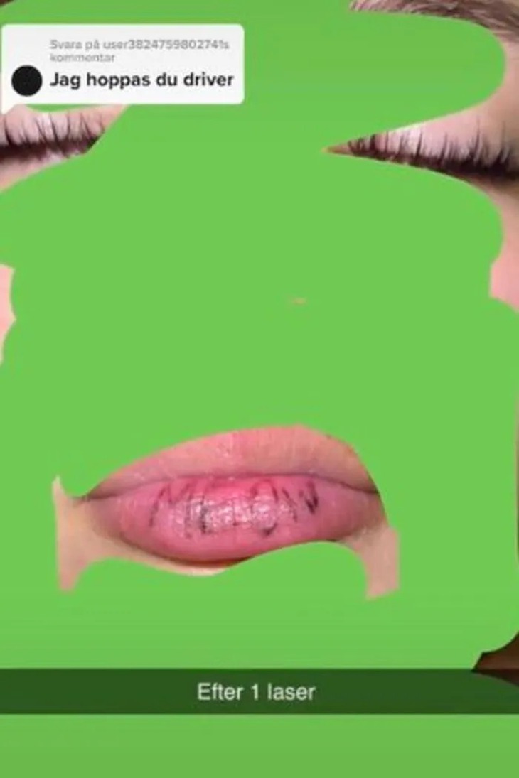 Cô gái hổng khóc nổi với hình xăm hài hước trên môi - Ảnh 4.