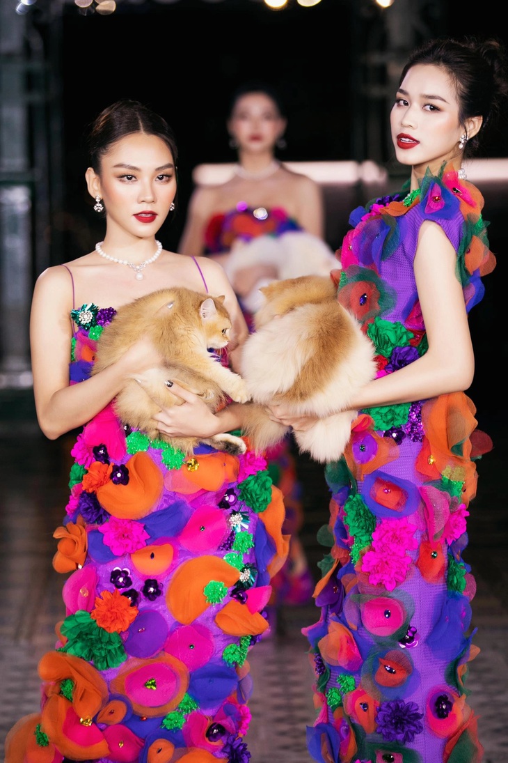 Đỗ Thị Hà gặp sự cố khi catwalk với bạn diễn 4 chân - Ảnh 2.