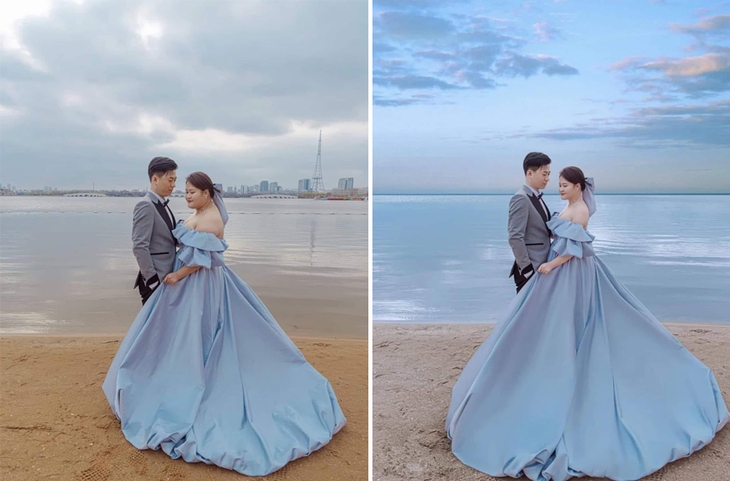 Hậu trường ảnh cưới khiến nhiều người ngã ngửa - Ảnh 1.