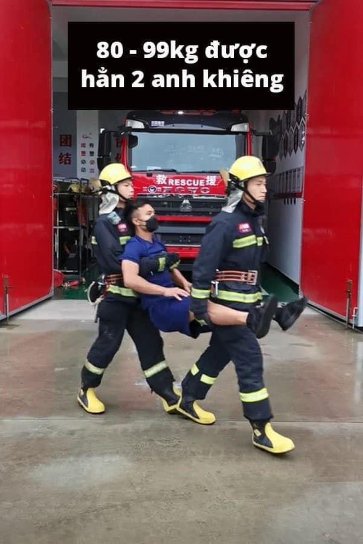 Cách anh lính cứu hỏa đưa người ra khỏi đám cháy theo cân nặng - Ảnh 4.