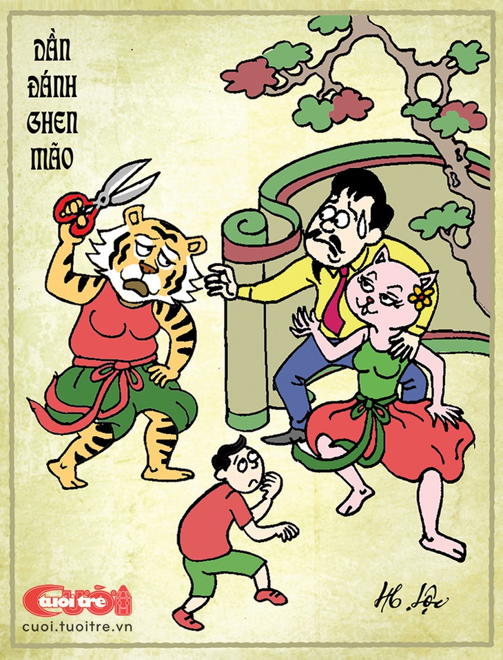 Tranh dân gian Dần đánh ghen Mão - Ảnh 1.