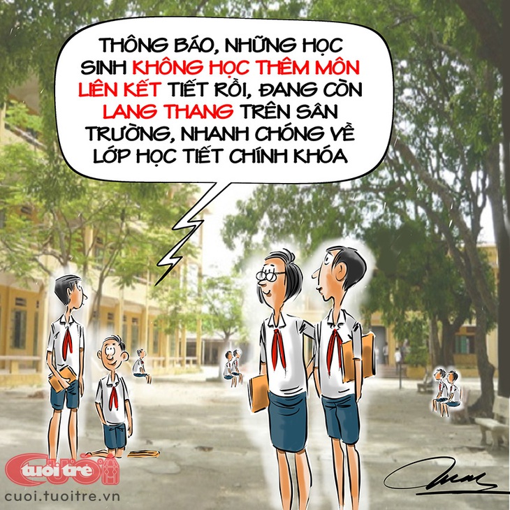 Đời&nbsp;học sinh không học môn "liên kết" - Tranh: Đỗ Minh Tuấn 