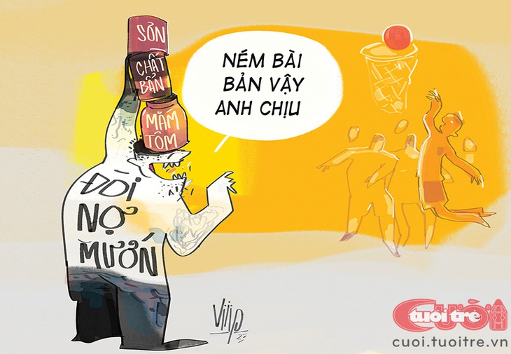 Khi&nbsp;đòi nợ mướn lên tầm đỉnh cao - Tranh biếm họa của Viiip 