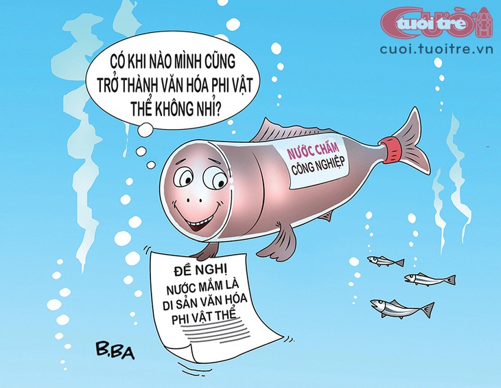 Nước chấm công nghiệp mơ được ăn theo di sản văn hóa phi vật thể - Tranh: B.Ba 