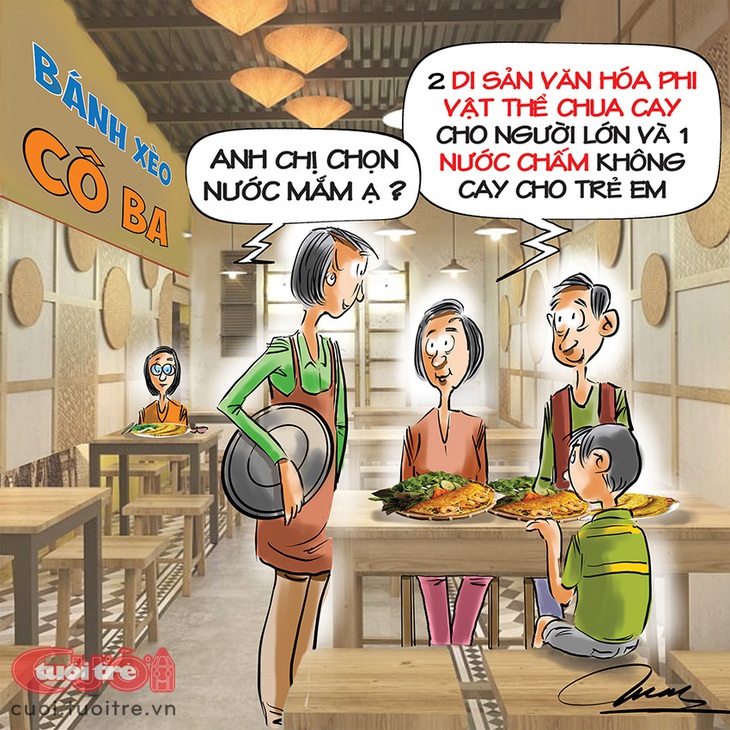 Di sản&nbsp;văn hóa phi vật thể... chua cay - Tranh: Đỗ Minh Tuấn 