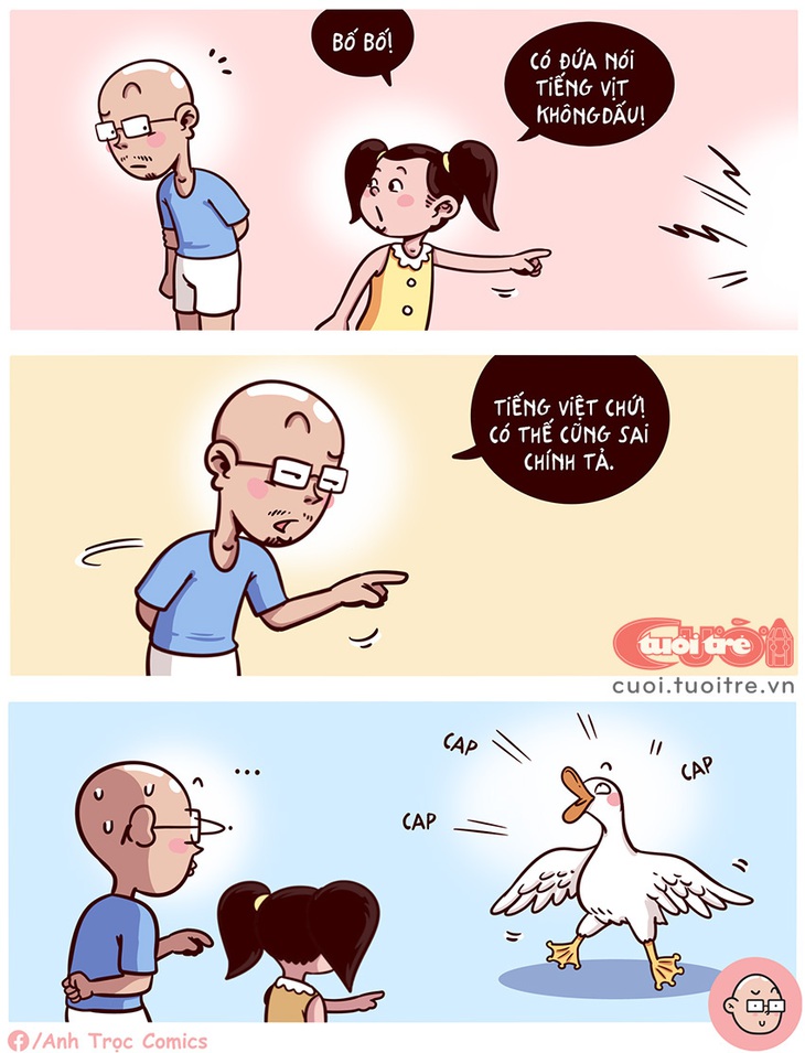 "Cảnh sát chính tả" và tiếng vịt không dấu - Tranh: Anh Trọc Comics 