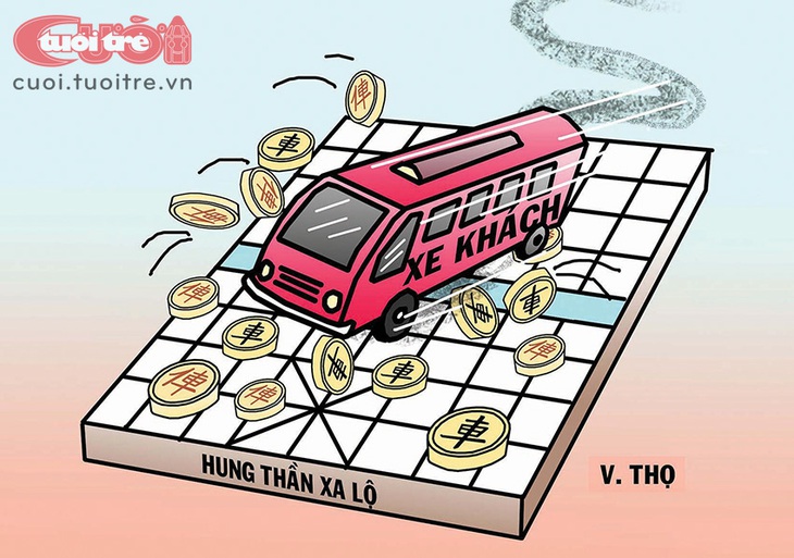 Hung thần xa lộ tung hoành ngang dọc trên quốc lộ, chấp tất cả các loại xe khác - Tranh: Trần Văn Thọ 