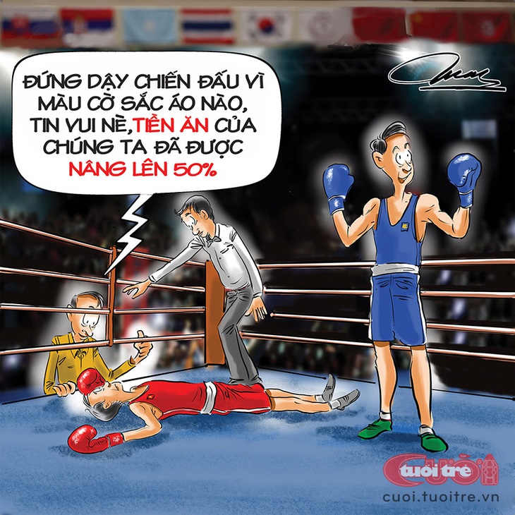 Tiền ăn của chúng ta sẽ được nâng lên 50% - Tranh: Đỗ Minh Tuấn 