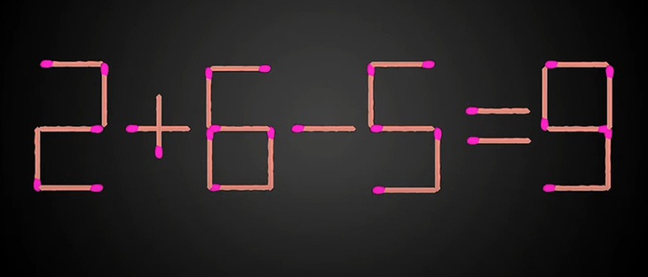 Thử tài IQ: Di chuyển một que diêm để 2+6-5=9 thành phép tính đúng - Ảnh 1.