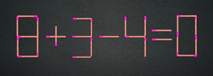 Thử tài IQ: Di chuyển một que diêm để 8+3-4=0 thành phép tính đúng - Ảnh 1.
