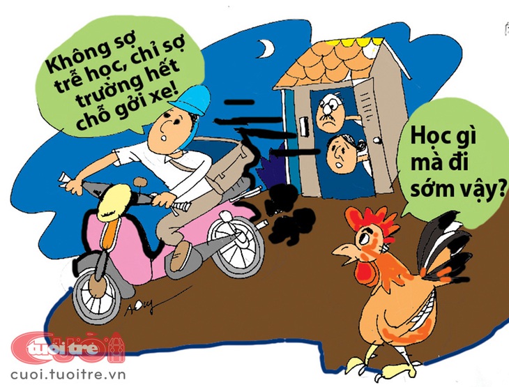 Sinh viên phải vật lộn với "vòng gửi xe" mỗi ngày - Tranh: Nguyễn Anh Dũng 