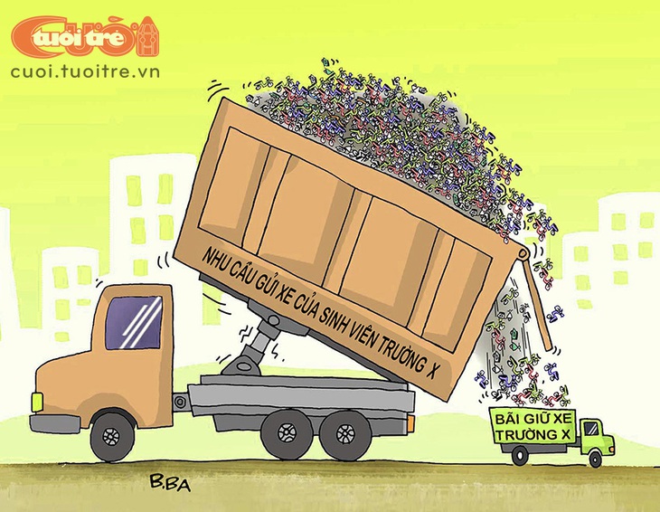 Cung và cầu gửi xe - Tranh: B.Ba 