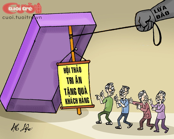 "Tri ân" người già khiến ông bà "báo" con cháu - Tranh: Hữu Lộc 