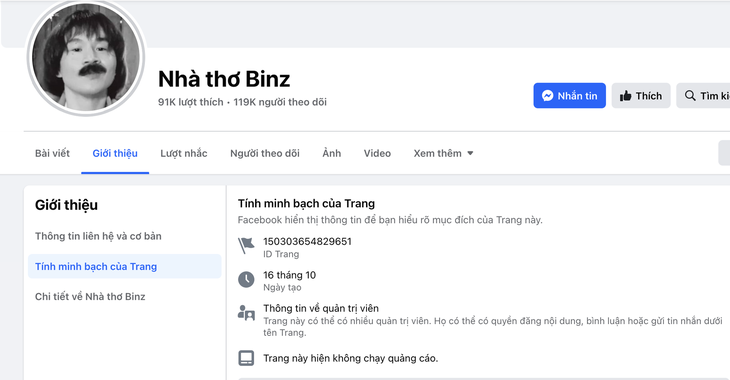 Chỉ sau 4 tuần làm thơ "suy tình", Binz có 119.000 người hâm mộ