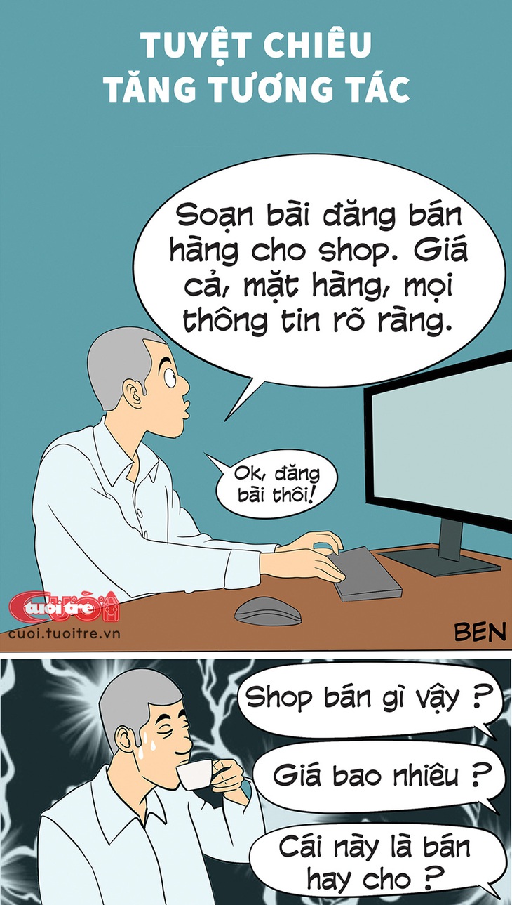 Mẹo&nbsp;tăng tương tác&nbsp;cho các shop online - Tranh: Ben