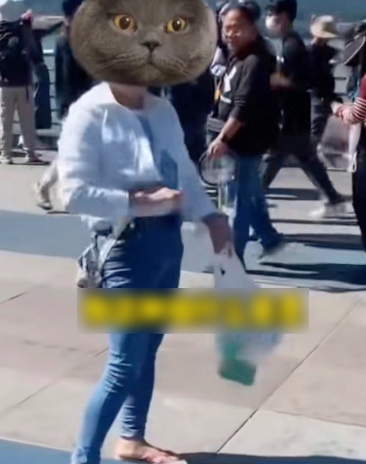 Nhiều người qua đường thắc mắc hành động của người phụ nữ.