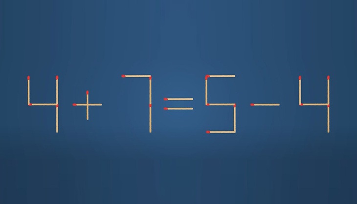 Thử tài IQ: Di chuyển một que diêm để 4+7=5-4 thành phép tính đúng - Ảnh 1.