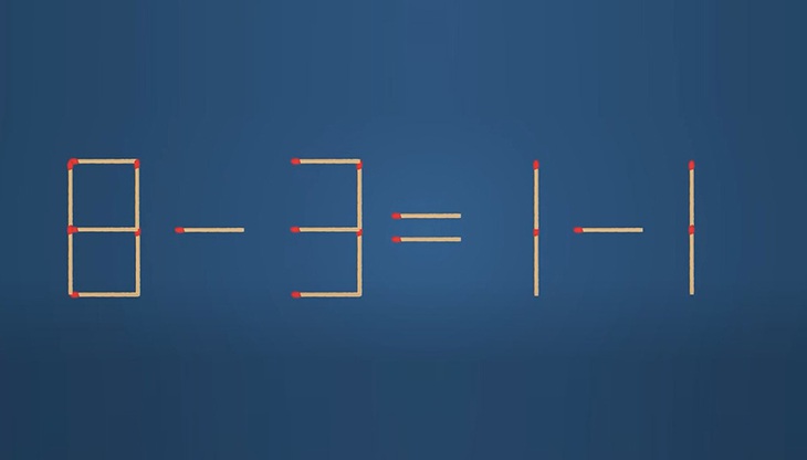 Thử tài IQ: Di chuyển một que diêm để 8-3=1-1 thành phép tính đúng - Ảnh 1.