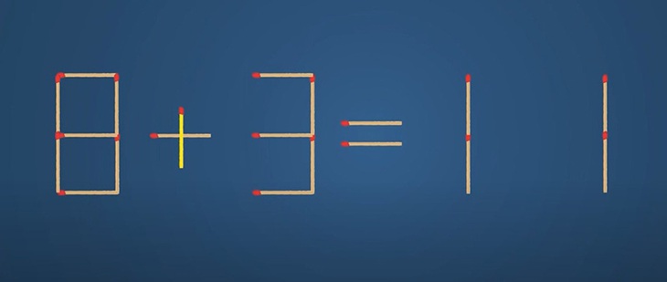 Thử tài IQ: Di chuyển một que diêm để 8-3=1-1 thành phép tính đúng - Ảnh 1.