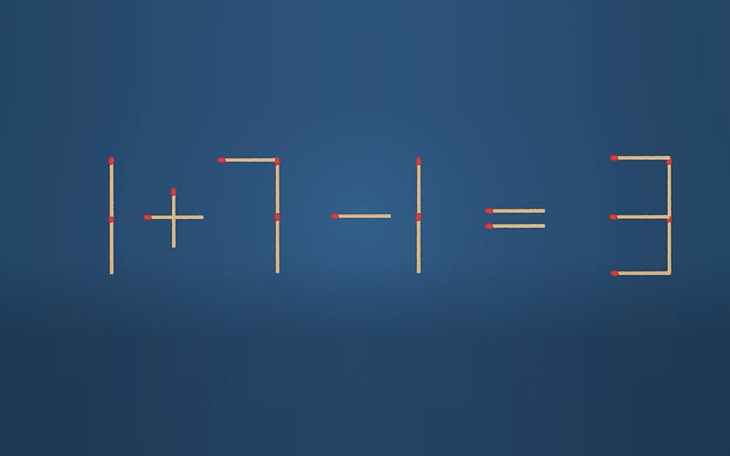Thử tài IQ: Di chuyển một que diêm để 1+7-1=3 thành phép tính đúng