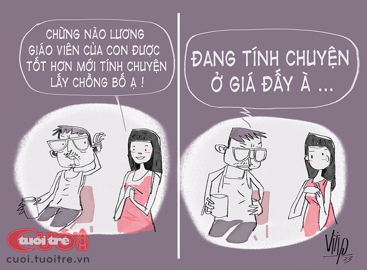 Cô giáo trẻ bàn chuyện chồng con - Tranh: Viiip 