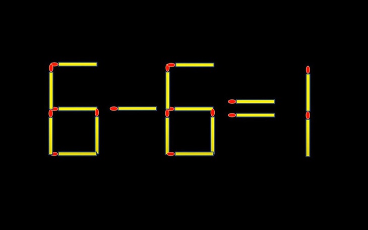 Thử tài IQ: Di chuyển một que diêm để 6-6=1 thành phép tính đúng
