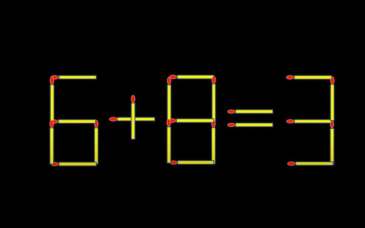 Thử tài IQ: Di chuyển một que diêm để 6+8=3 thành phép tính đúng