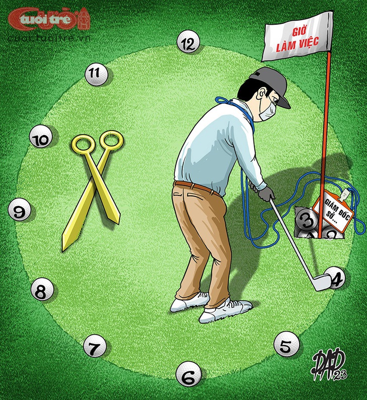 Giám đốc sở&nbsp;chơi golf trong giờ làm việc - Tranh: DAD 