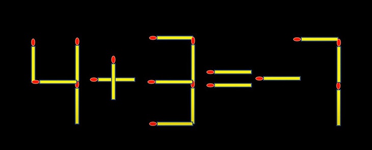 Thử tài IQ: Di chuyển một que diêm để 4+3=-7 thành phép tính đúng- Ảnh 1.