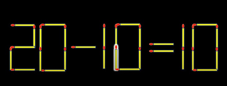 Thử tài IQ: Di chuyển một que diêm để 20-19=10 thành phép tính đúng- Ảnh 2.