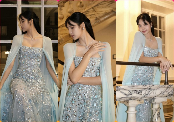 Em út Hắc Hường xinh đẹp, quyến rũ với đầm dạ hội tông xanh trang nhã