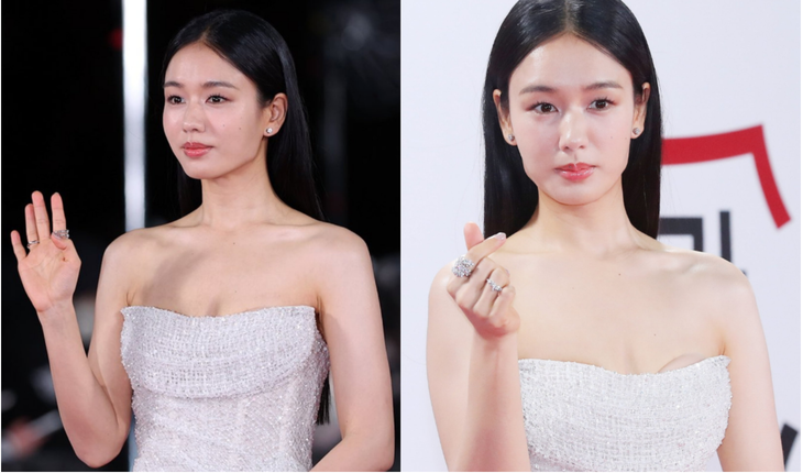 Ahn Eun-jin, nữ chính phim Người yêu dấu, "lộ hàng* trên thảm đỏ Giải thưởng điện ảnh Rồng Xanh