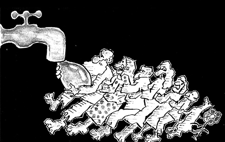 Nào, cùng kéo co với ông Thần Cấp nước! - tranh của họa sĩ Ấn Độ Mamdouch