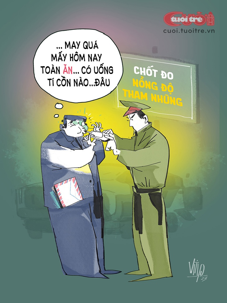 Chốt đo&nbsp;nồng độ cồn độc lạ - Tranh: Viiip 