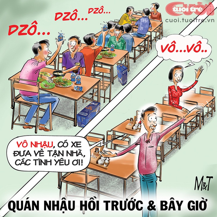 Quán nhậu hết thời dzô dzô! - Tranh: Đỗ Minh Tuấn 