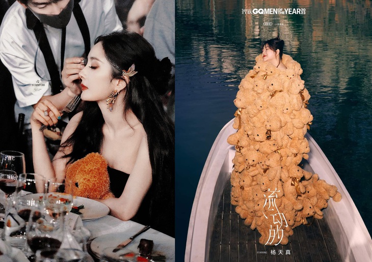 Không hổ danh là nữ hoàng ngoại giao, Dương Mịch đã xin gấu bông từ chiếc váy của Dương Thiên Chân