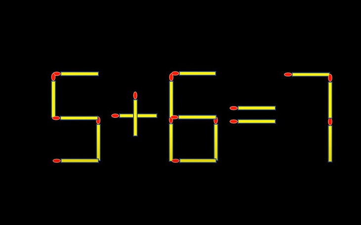 Thử tài IQ: Di chuyển một que diêm để 5+6=7 thành phép tính đúng