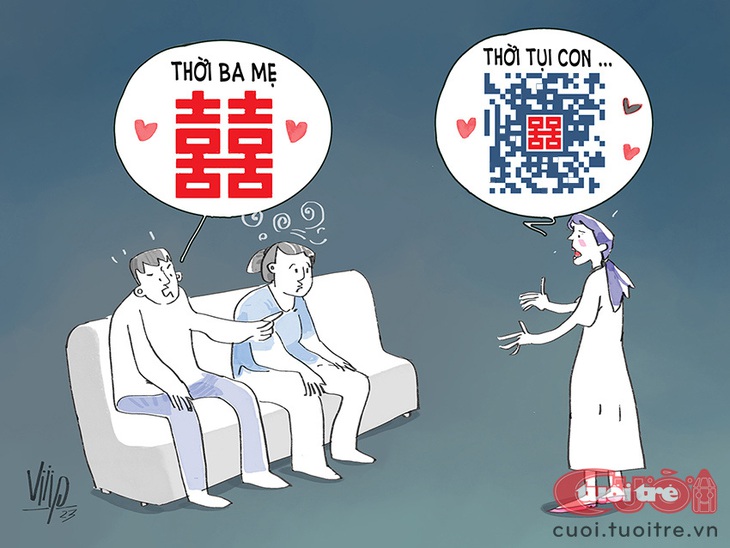 Đám cưới xưa và nay - Tranh biếm họa của Viiip 