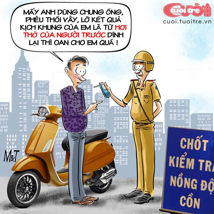 Dư âm...&nbsp;nồng độ cồn&nbsp;- Tranh: Đỗ Minh Tuấn