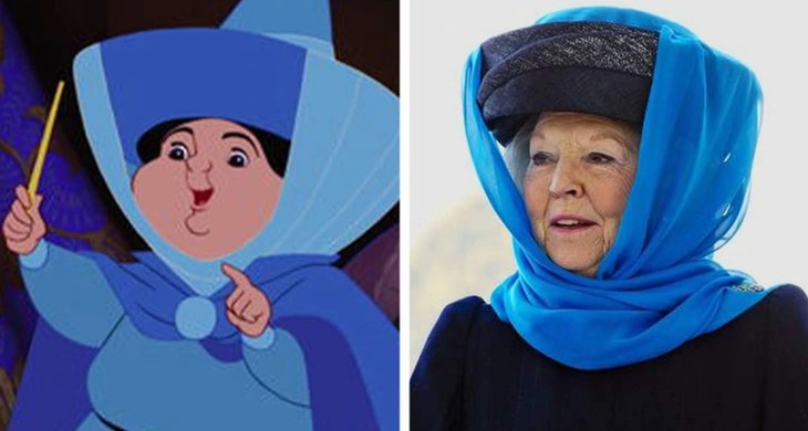 Nhân vật Flora trong phim Sleeping Beauty và Nữ vương Beatrix của Hà Lan.