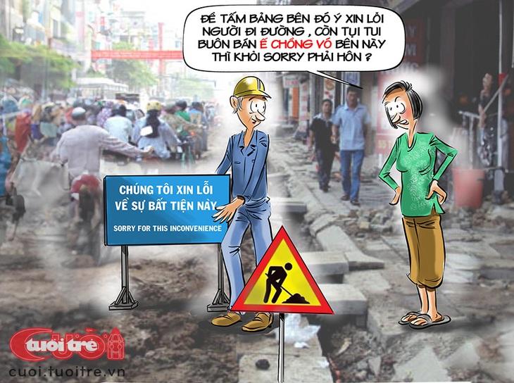 Tại sao không&nbsp;xin lỗi&nbsp;về sự ế ẩm này? - Tranh: Đỗ Minh Tuấn