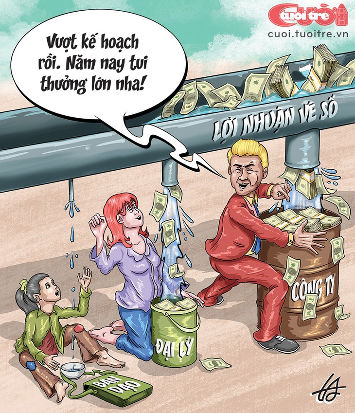 Vé số&nbsp;lợi nhuận khủng nhưng "đầu cuối" vẫn vậy - Tranh: Nguyễn Tuấn Anh