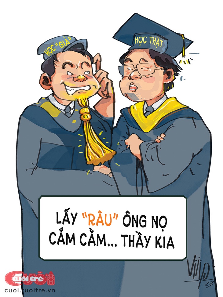 Học giả, học thật - Lấy râu ông nọ cắm cằm thầy kia - Tranh: Viiip