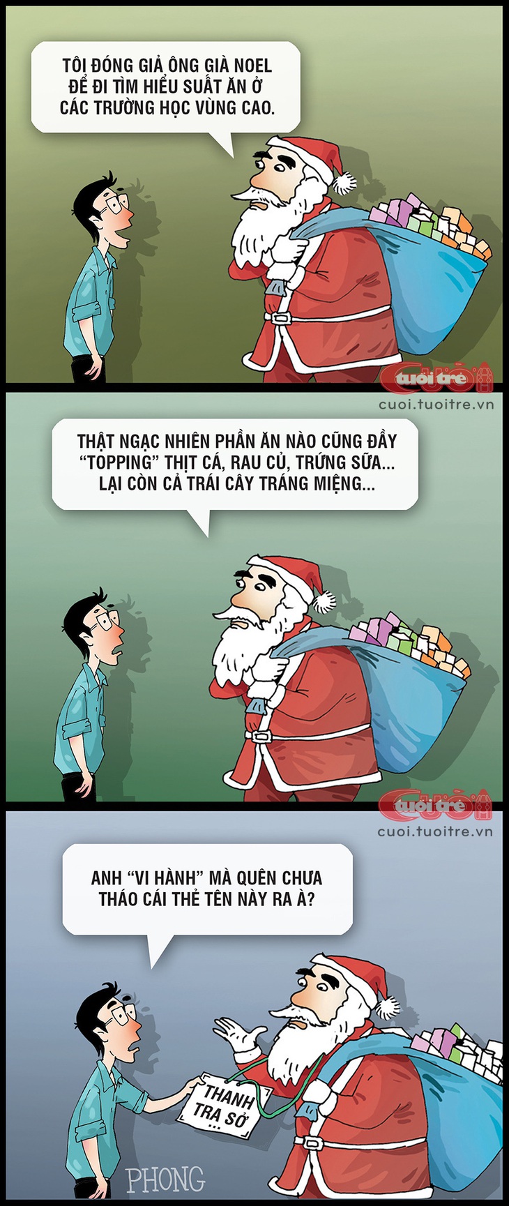 Ông già Noel đi vi hành trường học - Tranh: LAP 