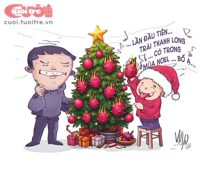 Lần đầu tiên trái thanh long có trong mùa&nbsp;Noel - Tranh: Viiip 