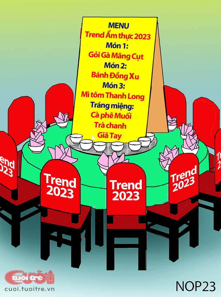 Thực đơn&nbsp;đám cưới hot trend 2023 - Tranh: NOP 