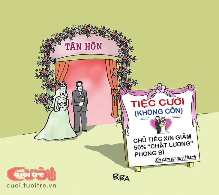 Cô dâu chú rể "chơi đẹp" thời... đo&nbsp;nồng độ cồn - Tranh: B.Ba 