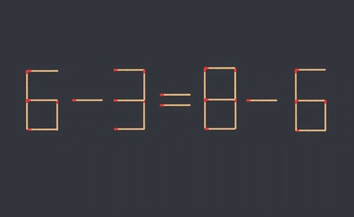 Thử tài IQ: Di chuyển một que diêm để 6-3=8-6 thành phép tính đúng- Ảnh 1.