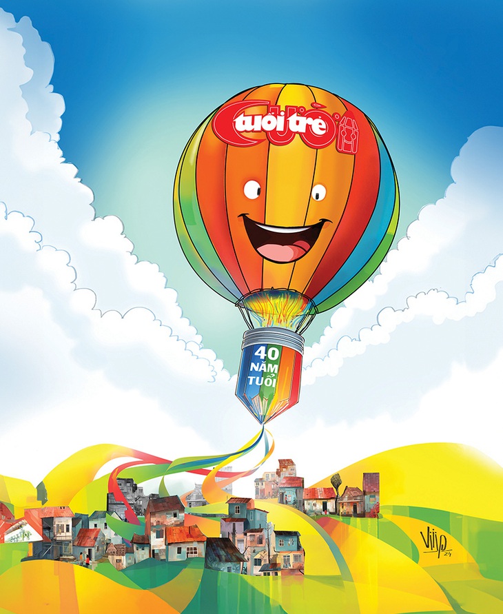 1-1-2024:&nbsp;Tuổi Trẻ Cười tròn 40 tuổi - Tranh của Viiip trên bìa 4 số báo phát hành sáng nay. 